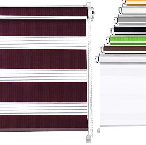 Doppelrollo Violett 100x215cm Duo-Rollo für Fenster Klemmfix ohne Bohren