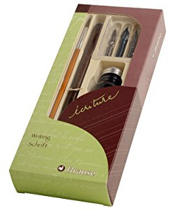 Jacques Herbin 146B Kalligraphie-Set Schönschrift (mit 3 Federn, 1 Federhalter, 1 Pinsel, 1 Tintenflakon und Gebrauchsanweisung)