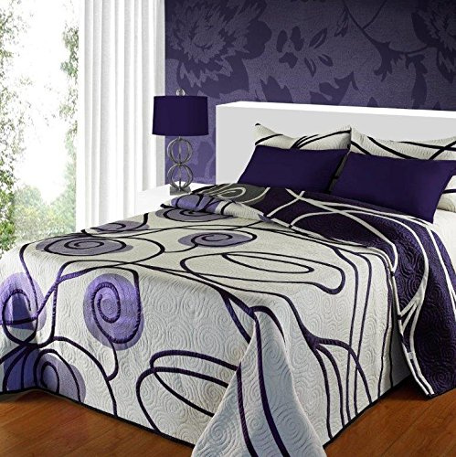 Algodonea Colcha Reversible Estampada en Tonos malvas y Lilas. (Cuadrantes aparte) Varias Medidas. (150 cm)