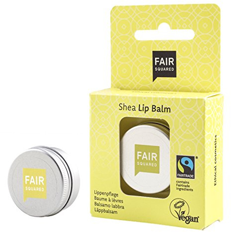 FAIR SQUARED Lippenbalsam Lippenpflege 12 Gramm Döschen - Fairtrade - Vegane Zertifizierte Naturkosmetik - Shea Vanille