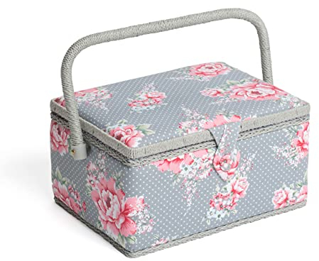 Hobbygift Groves Exclusive Print Collection: Sewing Box (M): Beautiful Bloom, Cotton Blend, 18.5x26x15 cm