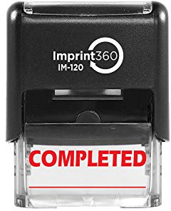 Imprint 360 AS-IMP1037 - Completed w/Signature Line, Heavy Duty Commerical Quality Self-Inking Rubber Stamp, Red Ink, 9/16 x 1-1/2 Impression Size, Laser Engraved for Clean, Precise Imprints