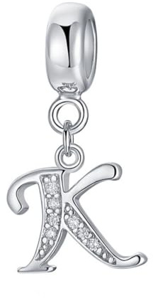 Bokstavsberlock 925 sterling silver pärlor alfabet berlocker initial berlock årsdag berlock ord berlock passar Pandora berlocker armband, Sterlingsilver Silver, Ingen sten