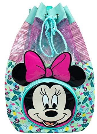Disney Minnie Mouse Schwimmtasche | Kinderrucksack Mädchen Mit 3D Minnie Maus Ohren | Badetasche Mädchen | Eine Größe Blau