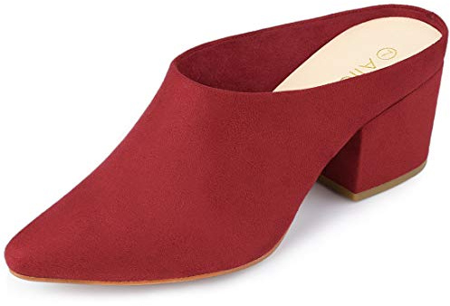 Allegra K Donna Scarpe Sandali con Tacco Blocco Senza Chiusura Puntale Slitta Muli Rot 40