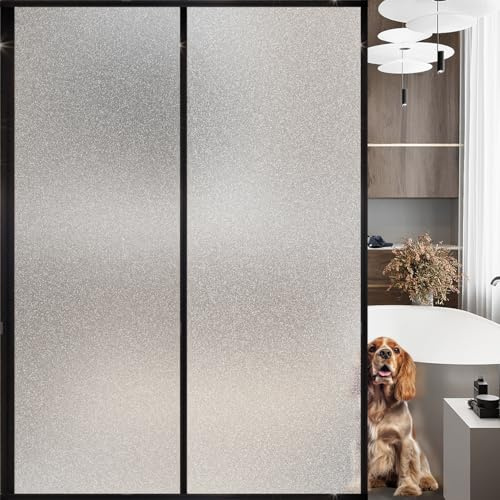 Frosted Glass Window Privacy Film Decorative, Bathroom Privacy Film for Glass Windows Cover, Static Cling, Removable, Reusable, Anti-UV, Anti-Glare, Heat Blocking,(Flash Point Pure,17.5X78.7Inch)