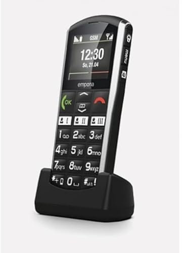 Emporia SIMPLICITY_LTE Easy To Use 4G Bar mobile Phone for the Elderly, Clear 2 display, 3 direct speed dials, HAC, Charging cradle included - Black (Official UK and Ireland Version)