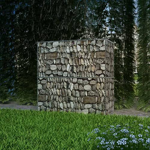 WIFESE Panier de Gabion Acier Galvanisé 100x50x100 cm Argenté Lit Surélevé à Gabion Parterre de Légumes Plantes Surélevé Mur de Soutènement Cage de Gabion Durable Cadre à Gabion