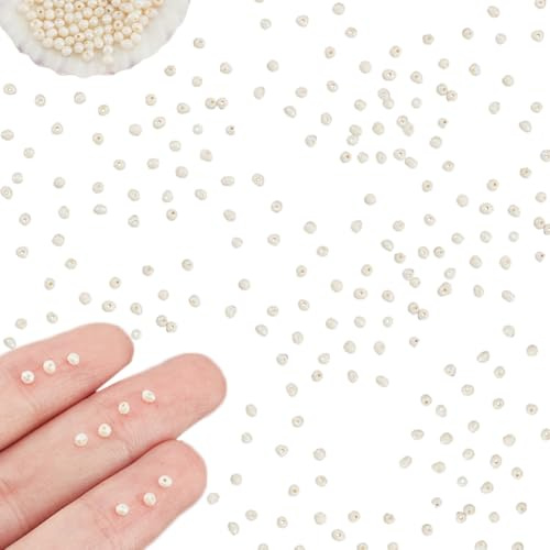 NBEADS Circa 113pz Mini Perle D'Acqua Dolce Coltivate Naturali, 1.5~3mm Perle D'Acqua Dolce Bianche A Forma di Patata Piccola, Perline Rotonde Sciolte con Ciondoli per Gioielli Perline