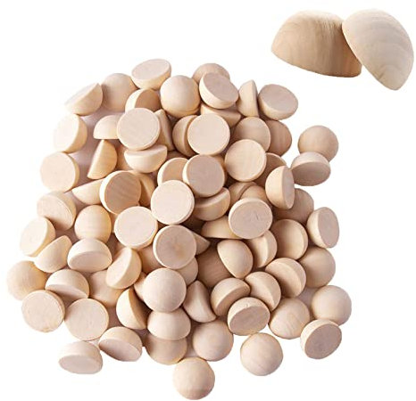 60Pcs Split Wood Balls Unfinished Natural Half Wooden Balls,15mm Mini Wooden Beads, Natural Beads for DIY Crafts Arts Supplies Ornaments Wreaths Painting