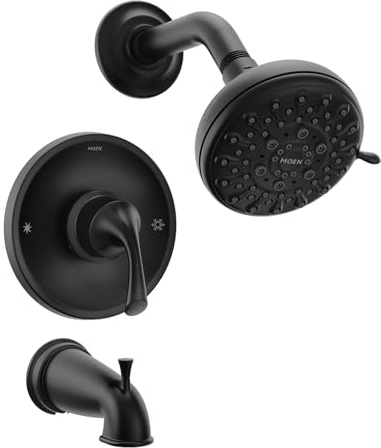 Moen Idora Matte Black Posi-Temp Tub and Shower with Valve Included, 82115BL