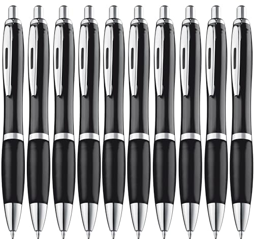 ZENSCRIBE® Ergonomischer Kugelschreiber 10 Stück, Premium Set Hochwertig, Rutschfester Kulli für Einfaches & Weiches Schreiben, Blauschreibend Schwarz