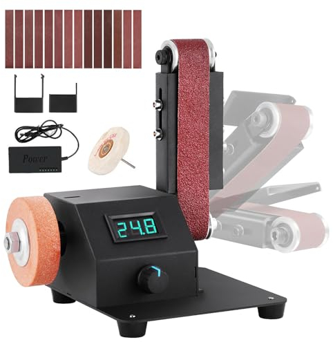 Mini Belt Sander, 1.2x15in Belt Bench Grinder 350W Electric Sander with 10pcs Sanding Belts, Suitable for Grinding Tools Such as Metal, Wood, Aluminum Handmade DIY Hobby
