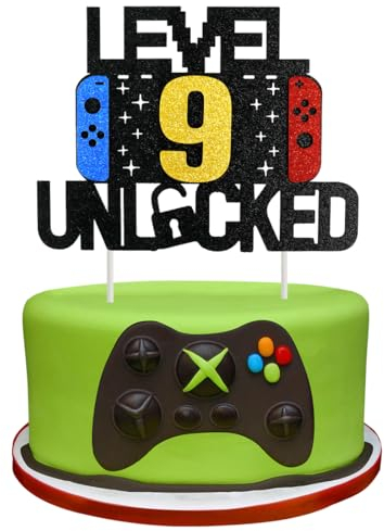 Decoration Gâteaux Jeux Video, Cupcake Topper Jeu Vidéo, Happy Birthday Cake Décoration, Cake Topper Gâteau du 9 ans Anniversaire, Thème du Jeu Cupcake Topper pour Enfants Fête D'anniversaire