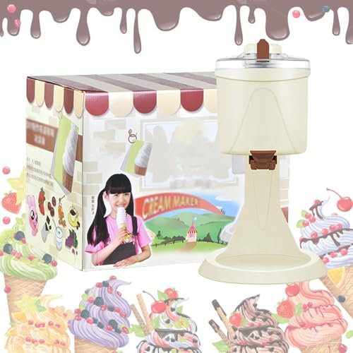 YLANMEI Machine à Crème Glacée Italienne 1000 ML, Machine De Fabrication De Crème Glacée Molle à La Maison, Mini Petite Machine Automatique à Cône De Yaourt