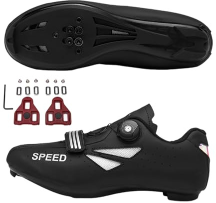 Fansu Zapatillas de Ciclismo para Hombre Mujer, Unisex MTB Zapatos Bicicleta de Carretera Cordones Giratorios Exterior Compatibles SPD & SPD-SL Zapatillas de Bicicleta con Look Lock Tabs 37-47 EU