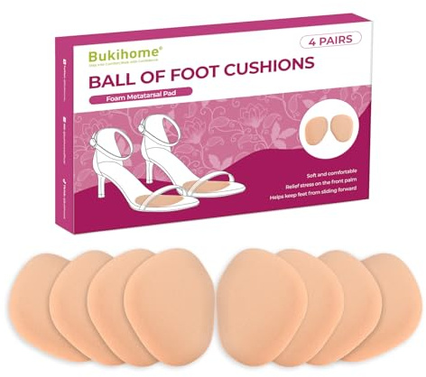 8 Pieces Demi Semelles Chaussures Femme - Bukihome Coussinets métatarsiens antidérapants pour talons hauts, sandales, mariage, fête, couleur rose