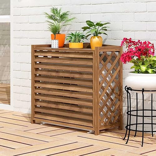 Bliajkswyr Cubre Aire Acondicionado Exterior Vallas De Madera Balcon Privacidad Celosias Cubre Aire Acondicionado Exterior Proteger del Sol Y La Lluvia Soporte para Plantas Interior Balcon(S)