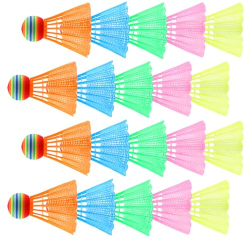 CATELL 20 Pièces Volants de Badminton en Plastique, Multicolore Balles de Badminton avec Pointe en Mousse avec Grande Stabilité Volant Badminton pour Les Sports en Intérieur et Extérieur