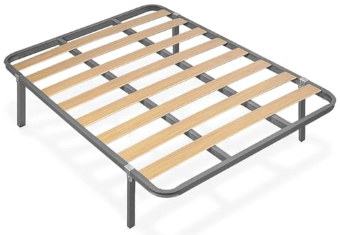 habithor - Somier de Láminas de Chopo con Estructura de Acero y Patas Incluidas | Medida: 150x190 cm | Altura 35 cm | Refuerzo Central | Fabricado en España