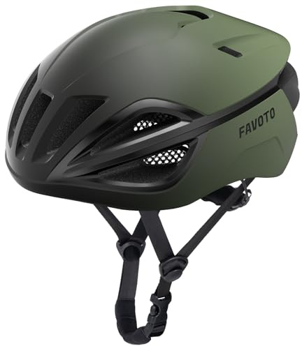 Favoto Aero Road Bike Helmet for Adults, Men Women Commuter Cycling Helmet with 15 Vents, Lightweight Adjustable Fit 59-61cm, CE Certified