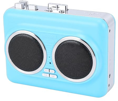 XUMIUZIY Bärbar Kassettbandspelare, Ljudkassett Till Digitalomvandlare, USB-kassetter Till MP3-omvandlare med Dubbla Högtalare och 3,5 Mm Hörlursuttag, Batteri-/USB-driven