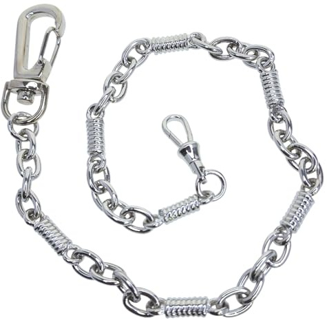Pocket Watch Chain Albert Chain Silver Color Big Thick Heavy Figaro 14 Inches Curb Link Chain with Large Lobster Clasp Swivel Clasp FC11