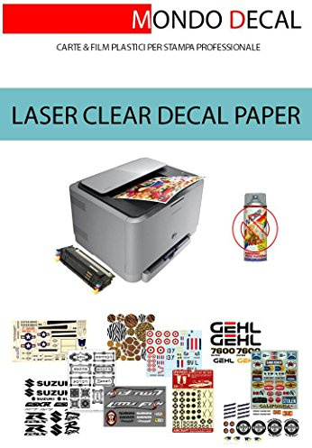 12 st. A4-folier: WATERSLIDE DECAL PAPER, DEKALISKT PAPPER, LASERTRYCK, CLEAR-bas, inget överdrag behövs