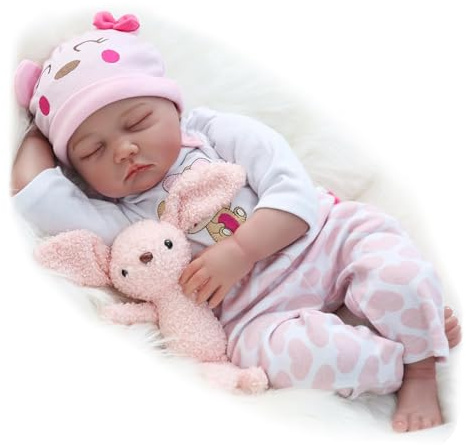 ZIYIUI 22 Pulgadas 55 Cm Muñecas Bebé Reborn Silicone Suave Dormido Niña Realístico Regalo Cumpleaños