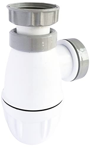 SOMATHERM FOR YOU, Siphon de lavabo réglable en plastique blanc avec joint intégré, hauteur ajustable de 45 à 99 mm, sortie pour tube de 32 mm, garde d'eau 50 mm, débit 51 l/min