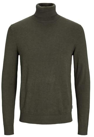 Jack & Jones Jjeemil Knit Roll Neck Noos, Camiseta Cuello Alto Hombre, Verde (Olive Night Detail: Melange), S