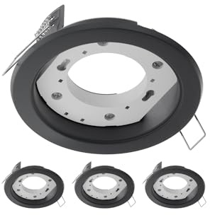 ledscom.de 4 st. ZOBE takinfällda lampor, matt svart, runda, 107 mm i diameter, 1 st. GX53, max. 25 W