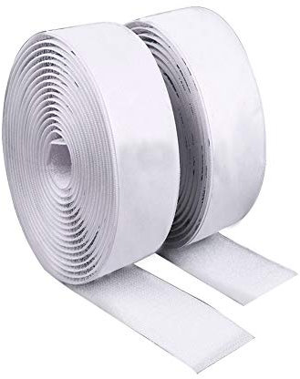 Bande Auto Agrippante,Adhésif Bande Scratch Adhésive Bande Auto-adhésive double face Bande Agrippantes de 5 m,Bandes pour tissu avec colle adhésive arrière 25mm blanc