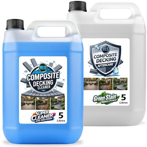 HLS Supplies 10L Composite Plastic Decking Cleaner and Reviver & Aftercare Pack - Deck Algae and Mould Remover - Removes Dirt, Grime and Bird Droppings