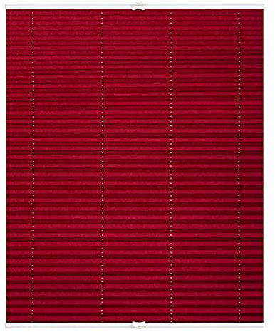 Lichtblick Plissee Klemmfix, ohne Bohren, verspannt, lichtdurchlässig, Blickdicht, Uni, mit eleganter Crushed Optik Brombeer,95 cm x 130 cm (B x L)