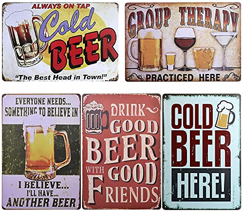 TIE-DailyNec - 5 piezas letreros de metal de estaño vintage de cerveza, signos retro, decoración de pared, placa de cocina, comedor, bar, pub, 20 x 30 cm