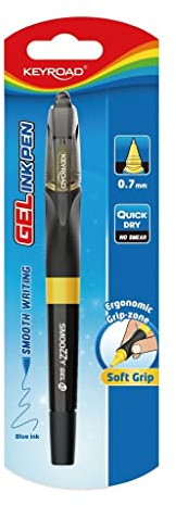 Keyroad Stylo à bille à encre gel 0,7 mm/1 pièce/trou de suspension Blister/Bureau Préscolaire et école/Couleurs mélangées