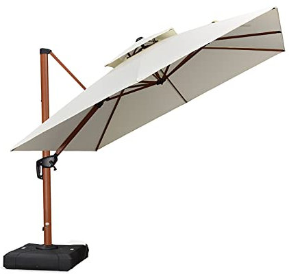 PURPLE LEAF Sombrillas de jardín 3x3 m Parasol Terraza grandes de Aluminio de Diámetro, Rotación de 360°, Parasoles Jardin, con Manivela y Protección UV 50+, blanco