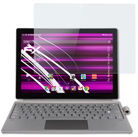 atFoliX Protection Écran Film de verre en plastique compatible avec Wortmann Terra Pad 1200 Verre film protecteur, 9H Hybrid-Glass FX Protection Écran en Verre trempé de plastique