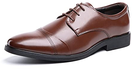 Zapatos Oxford Hombre Derby Zapatillas Vestir Cordones Brogues Zapatos Boda Formales Negocios Casuales 1015 Marrón Tamaño 43