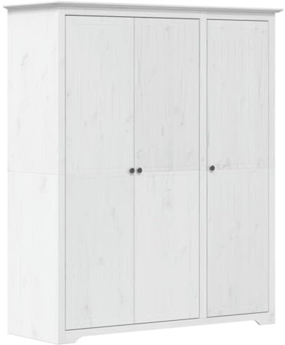 vidaXL Armario, Mueble con Almacenamiento para Ropa Zapatos, Aparador Alto, Ropero para Dormitorio Hogar, Madera Maciza de Pino Blanco