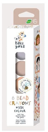 Haku Yoka 6303099 Kugel Wachsmalkreiden-Set, Natur, 6 Wachsmal-Kugeln in Haut-Farben, leicht zu greifen, ohne Abfärben, Wachsmalstifte für Kinder ab 3 Jahren
