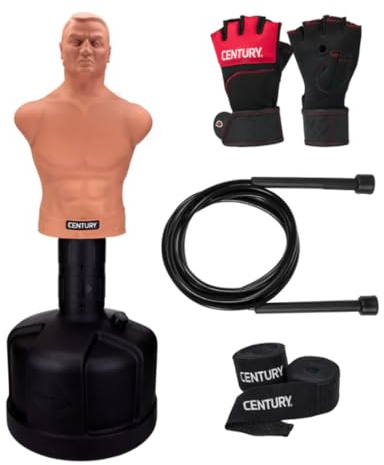 Century BOB Body Opponent Bag | Freestanding Punching Bag Dummy | Adjustable Kickboxing Mannequin | Training Bag for Martial Arts & Boxing - L/XL Gloves Combo (2 Boxes)