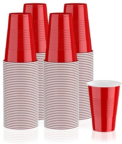 Lilymicky 240 Pack 16 oz Disposable Plastic Cups, Red Party Plastic Cups for Parties, Picnics and BBQ