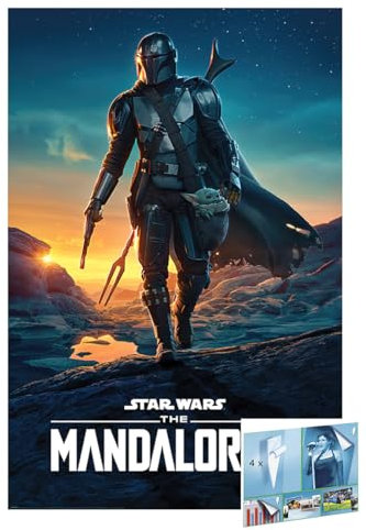 Close Up Star Wars: The Mandalorian – affisch (nattfall – Mando & Grogu – solnedgång) (storlek: 61 cm x 91,5 cm) (affischer och affischremsor)