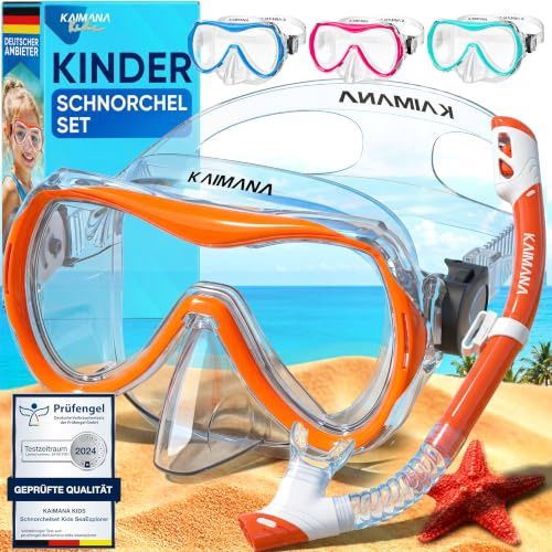 Das Neue KAIMANA® SeaExplorer Schnorchelset Kinder + Tragetasche, Taucherbrille mit Schnorchel, Taucherbrille Kinder, Alternative zur Schnorchelmaske Kinder, Taucherbrille mit Stoffband/Silikonband
