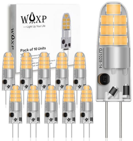 WAXP G4 LED Lampen warmweiss 1.5W, 12V 3000K Warmweiß LED Stiftsockellampe Ersatz 15W Halogenlampen, 150 Lumen, Nicht Dimmbar Glühbirne, 10er-Pack