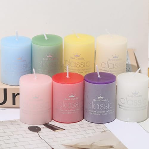 8 Pack 5x7.5cm Hand Poured Scented Dripless Pillar Candles, Soy Candles, Non-Toxic, Smokeless, Lasting Clean Burning Candles, for Home Décor, Bathroom, Wedding Decorations ﻿