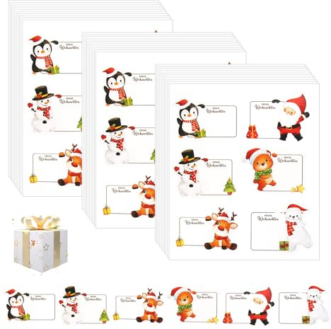 Jul klistermärken 180 stycken klistermärken jul julklistermärken skrivbara julklistermärken etiketter självhäftande presentklistermärken för paket brev och presenter