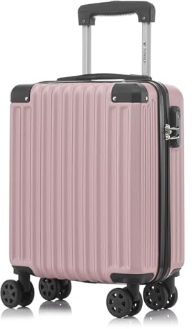 YONSLY Trolley Reisekoffer Suitcase, Rollkoffer Handgepäck Hartschalenreisekoffer mit 4 Rollen 360°, Zahlenschloss, Weicher Gummigriff (S, Roségold)